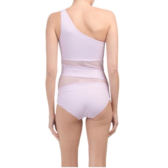 Carmen Marc Valvo Mesh Cut Out One shoulder One piece swimsuit - Picture 2 of 7